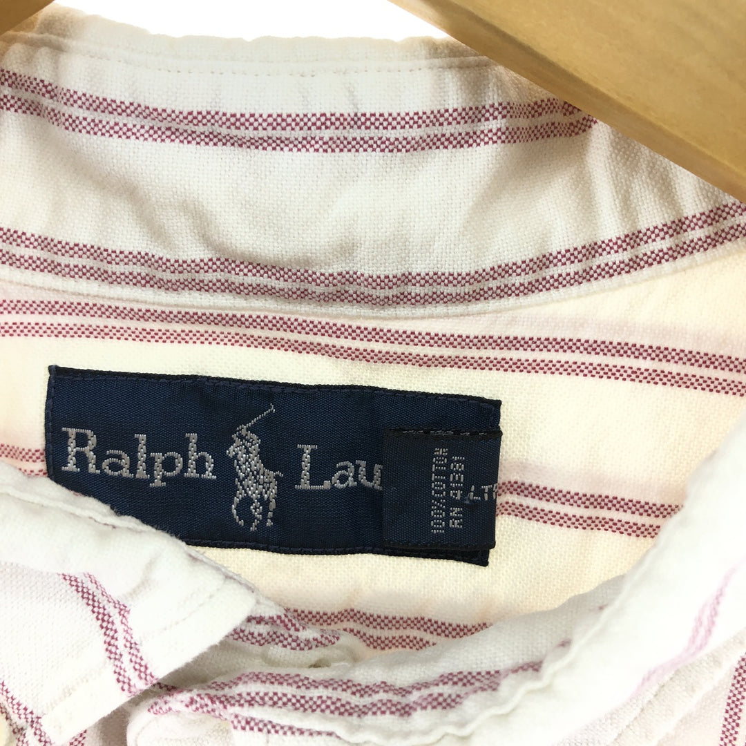 Ralph Lauren long sleeve button down striped shirt, men's XL size cotton white type Vintage Second Hand