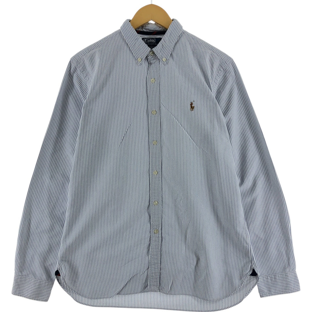 Ralph Lauren POLO by Ralph Lauren SLIM FIT long sleeve button-down striped shirt, men's size L cotton white type Vintage Second Hand