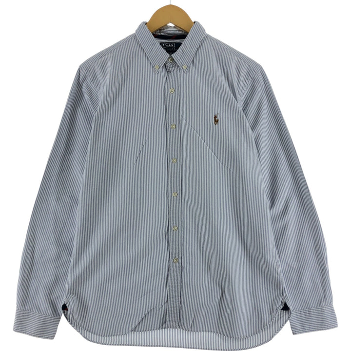 Ralph Lauren POLO by Ralph Lauren SLIM FIT long sleeve button-down striped shirt, men's size L cotton white type Vintage Second Hand