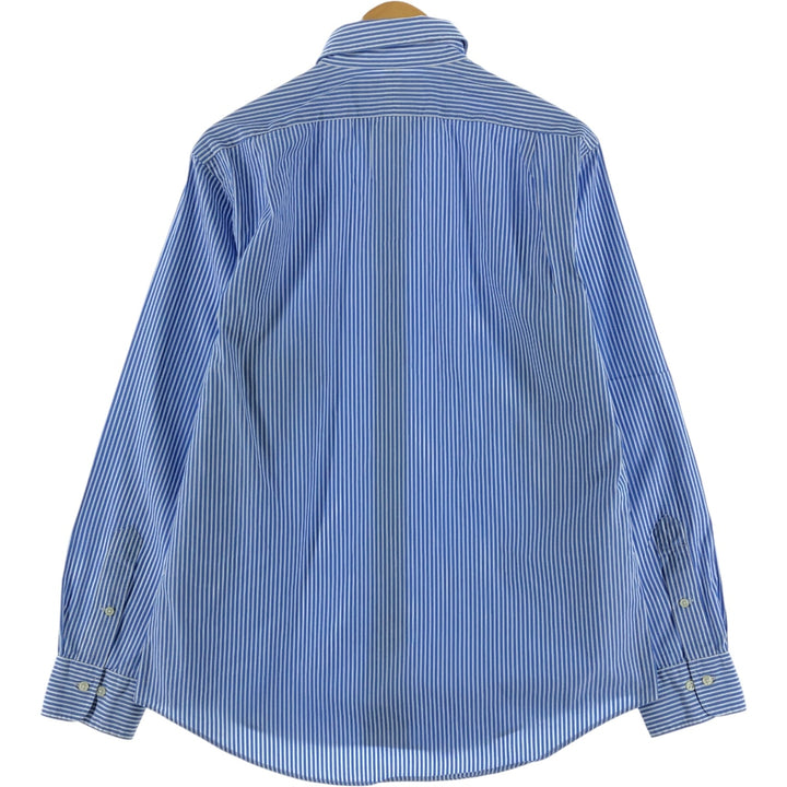 Ralph Lauren POLO by Ralph Lauren Estate wide collar long sleeve cotton striped shirt, men's size L cotton blue type Vintage Second Hand