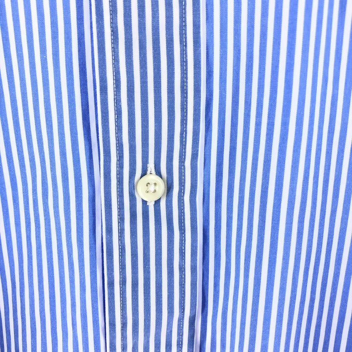 Ralph Lauren POLO by Ralph Lauren Estate wide collar long sleeve cotton striped shirt, men's size L cotton blue type Vintage Second Hand