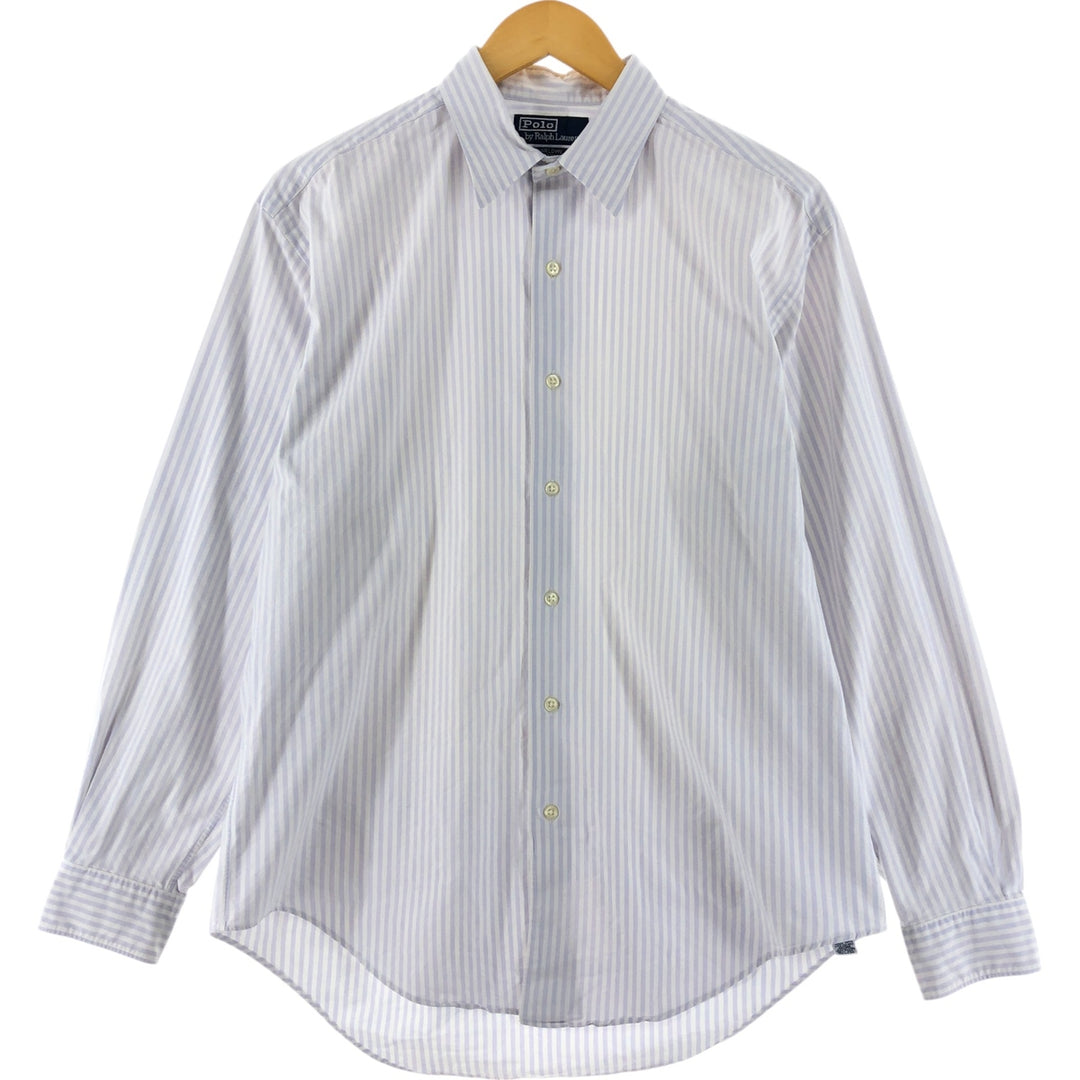 Ralph Lauren POLO by Ralph Lauren MARLOWE long-sleeved cotton striped shirt, men's size M cotton purple type Vintage Second Hand