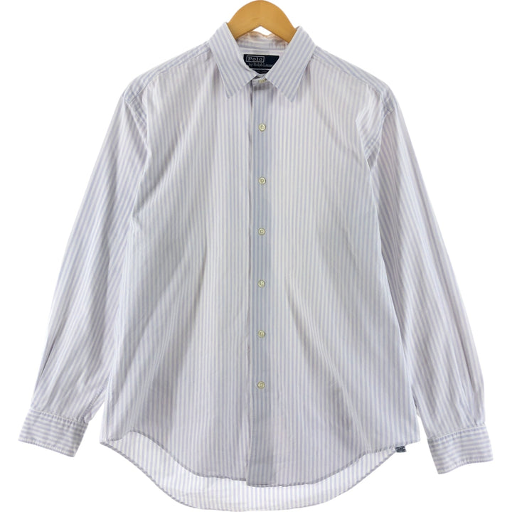 Ralph Lauren POLO by Ralph Lauren MARLOWE long-sleeved cotton striped shirt, men's size M cotton purple type Vintage Second Hand