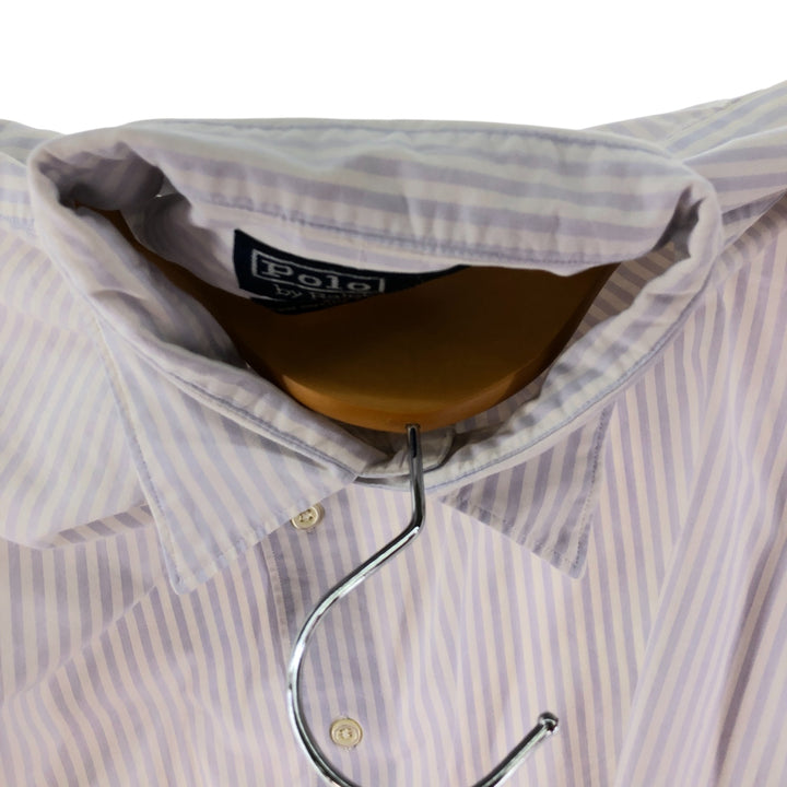 Ralph Lauren POLO by Ralph Lauren MARLOWE long-sleeved cotton striped shirt, men's size M cotton purple type Vintage Second Hand