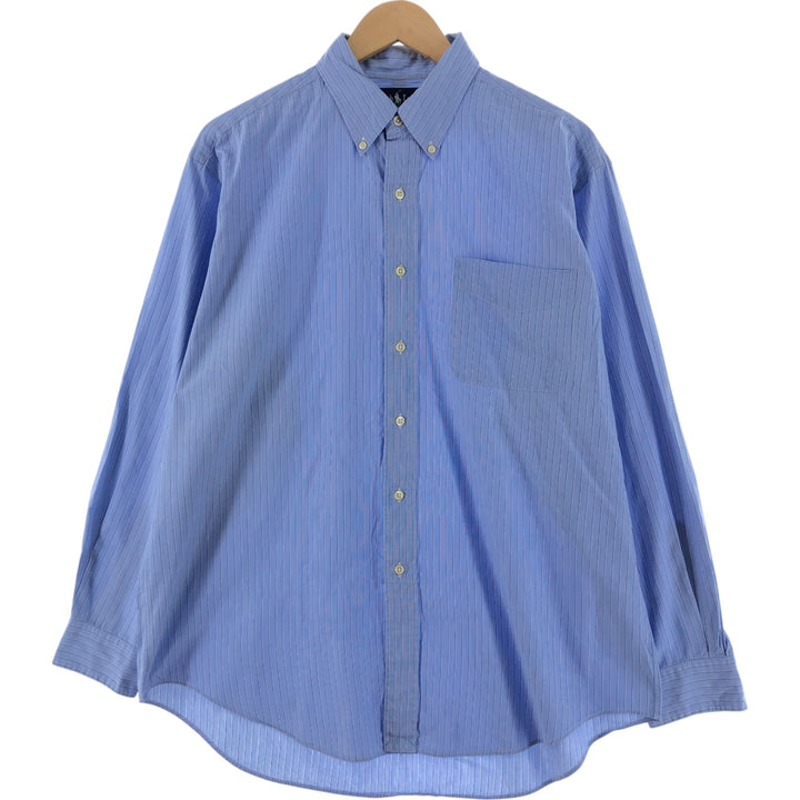 Ralph Lauren YARMOUTH Multi-stripe Long Sleeve Button-down Striped Shirt, Men's L size cotton blue type Vintage Second Hand