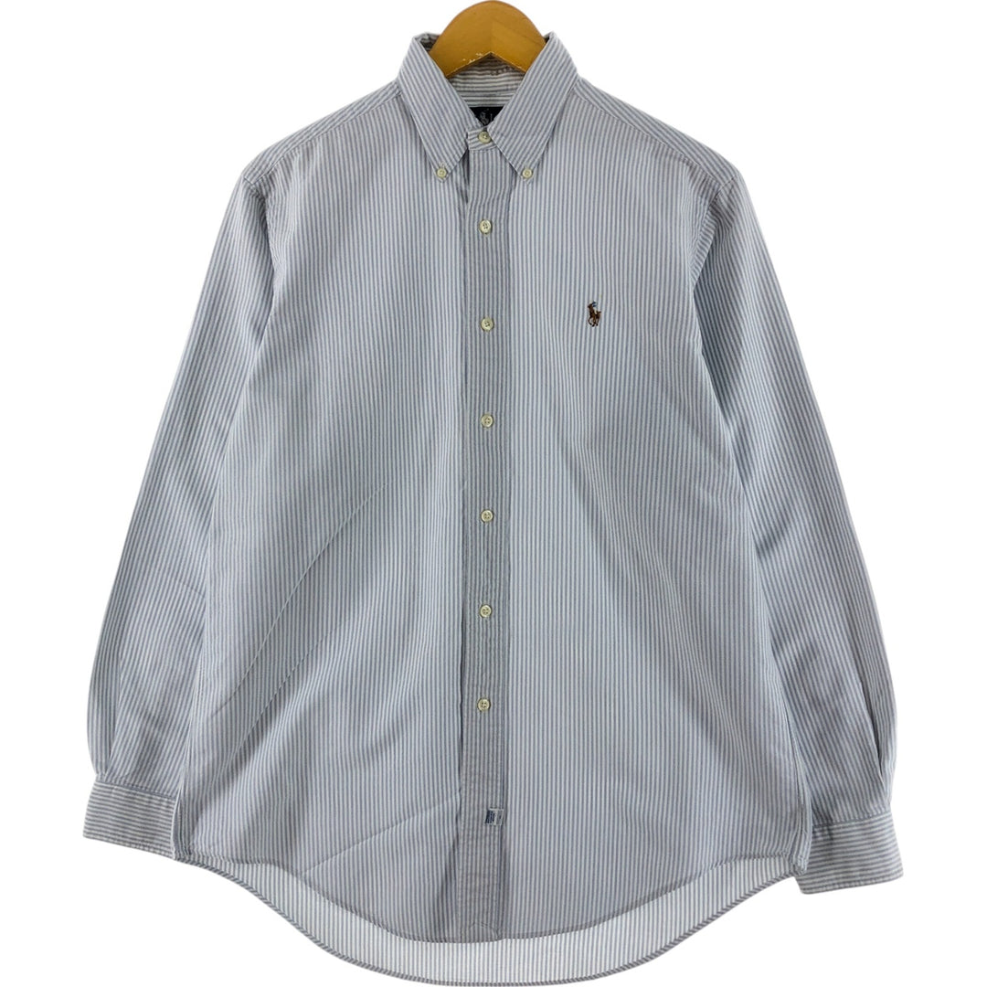 Ralph Lauren long sleeve button down striped shirt, men's size M cotton navy blue type Vintage Second Hand