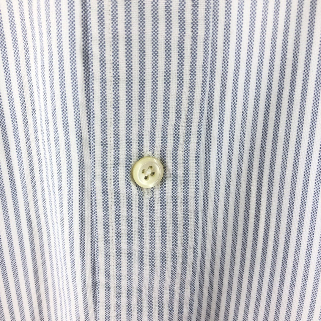 Ralph Lauren long sleeve button down striped shirt, men's size M cotton navy blue type Vintage Second Hand