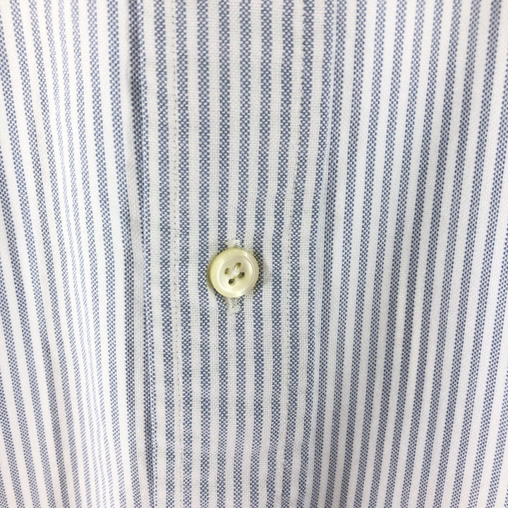 Ralph Lauren long sleeve button down striped shirt, men's size M cotton navy blue type Vintage Second Hand