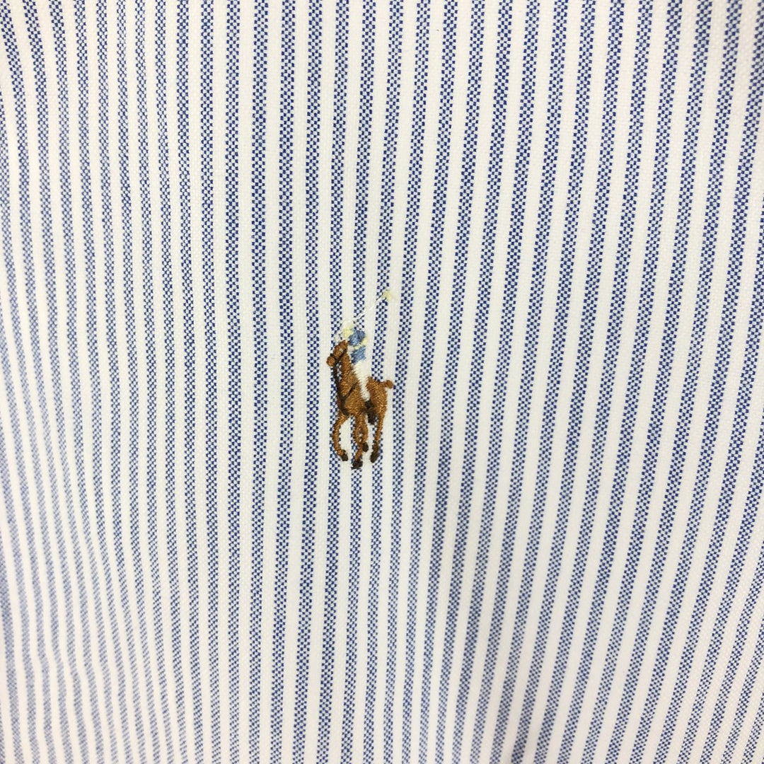 Ralph Lauren RALPH LAUREN long-sleeved button-down striped shirt, men's size L cotton navy blue type Vintage Second Hand