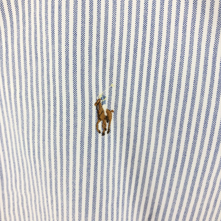 Ralph Lauren RALPH LAUREN long-sleeved button-down striped shirt, men's size L cotton navy blue type Vintage Second Hand