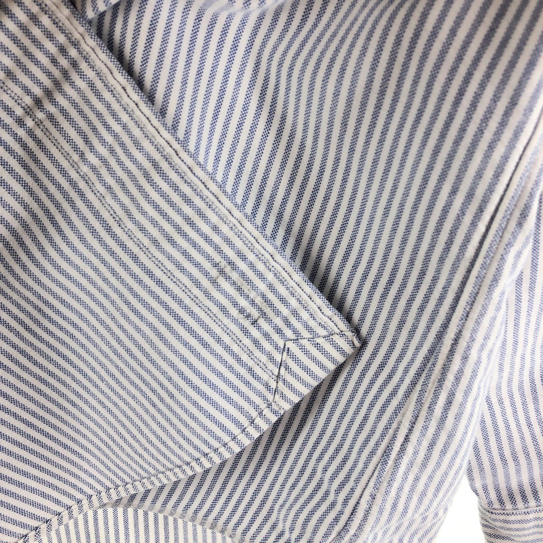 Ralph Lauren RALPH LAUREN long-sleeved button-down striped shirt, men's size L cotton navy blue type Vintage Second Hand