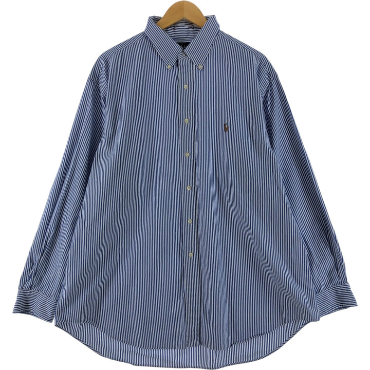 Ralph Lauren YARMOUTH Long Sleeve Button-Down Striped Shirt, Men's XL cotton navy blue type Vintage Second Hand