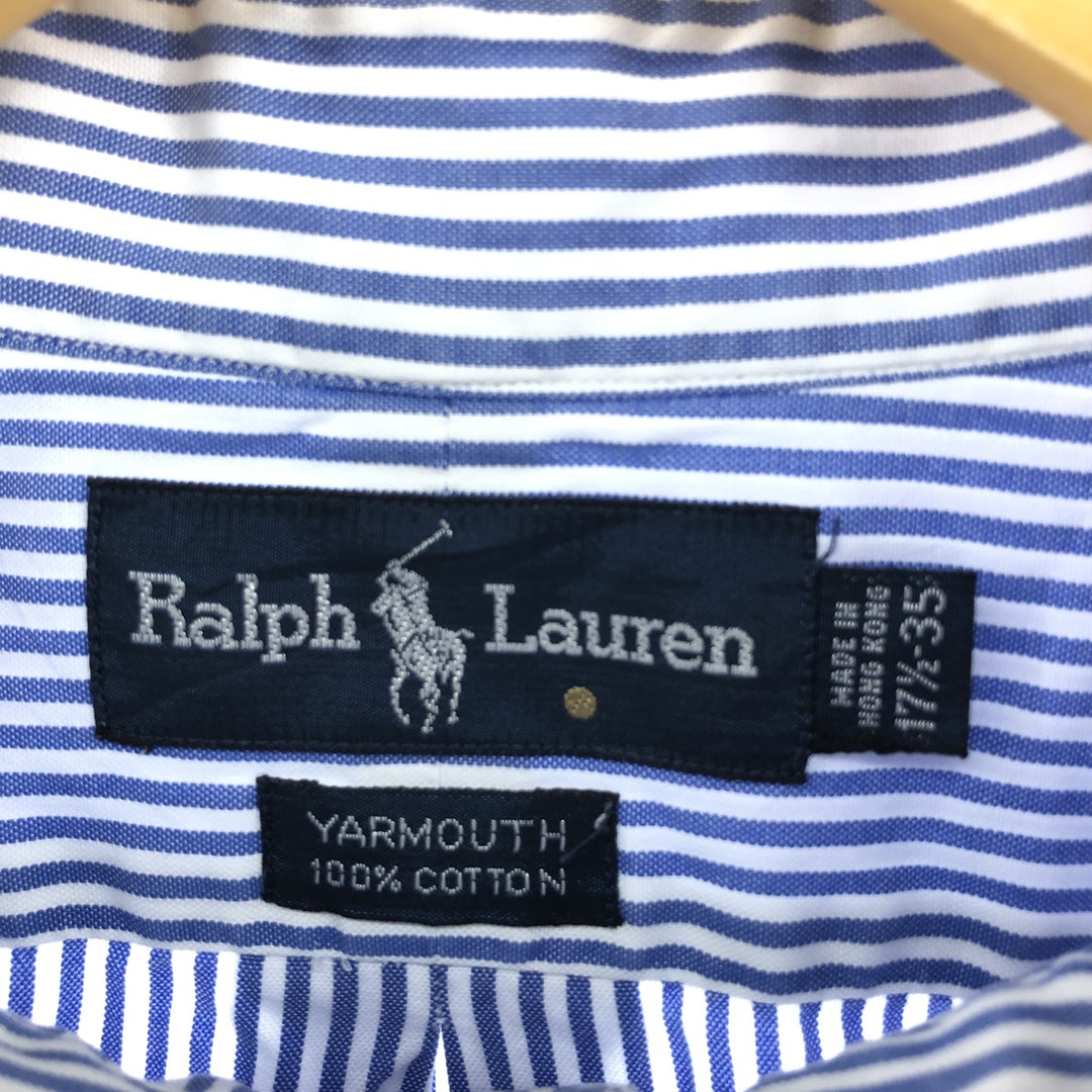 Ralph Lauren YARMOUTH Long Sleeve Button-Down Striped Shirt, Men's XL cotton navy blue type Vintage Second Hand