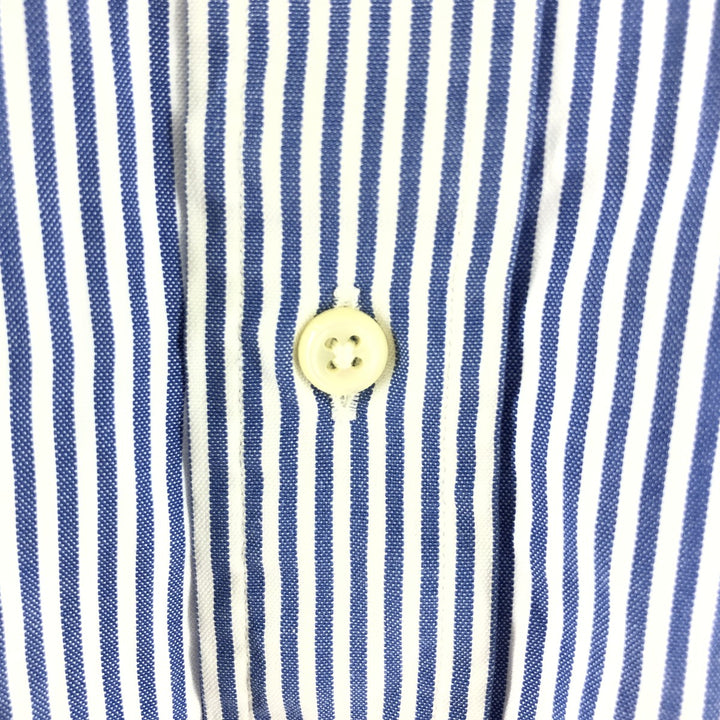 Ralph Lauren YARMOUTH Long Sleeve Button-Down Striped Shirt, Men's XL cotton navy blue type Vintage Second Hand