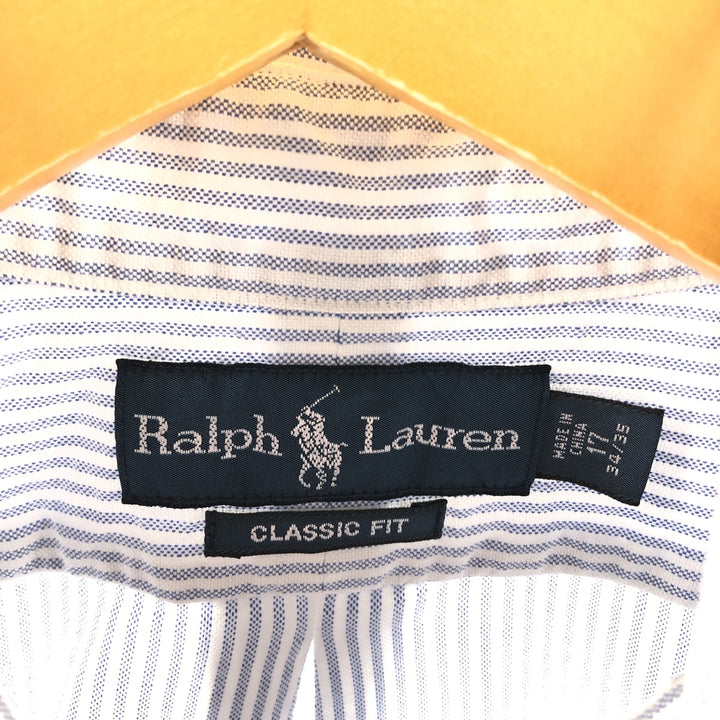 Ralph Lauren Classic Fit Long Sleeve Button Down Striped Shirt Men's XL cotton navy blue type Vintage Second Hand