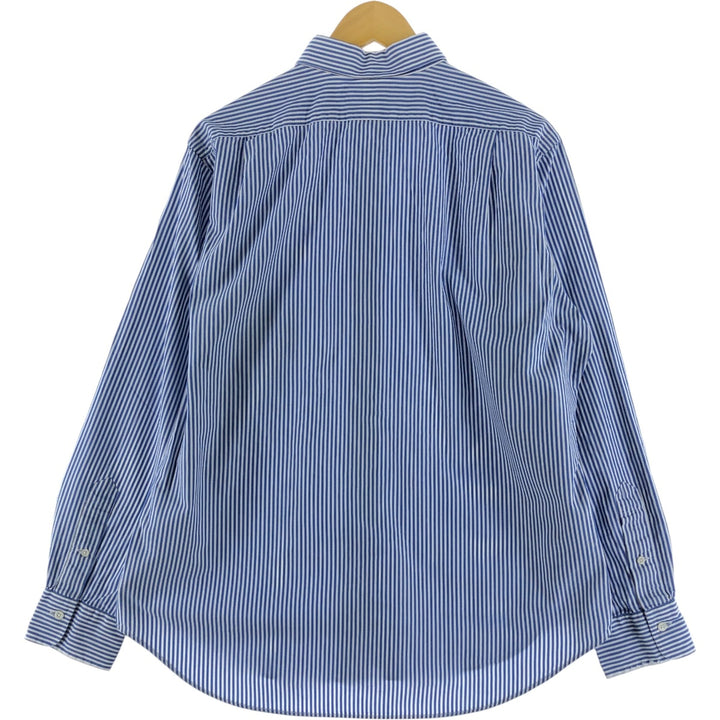 POLO by Ralph Lauren wide-collar long-sleeved cotton striped shirt, men's size L cotton blue type Vintage Second Hand