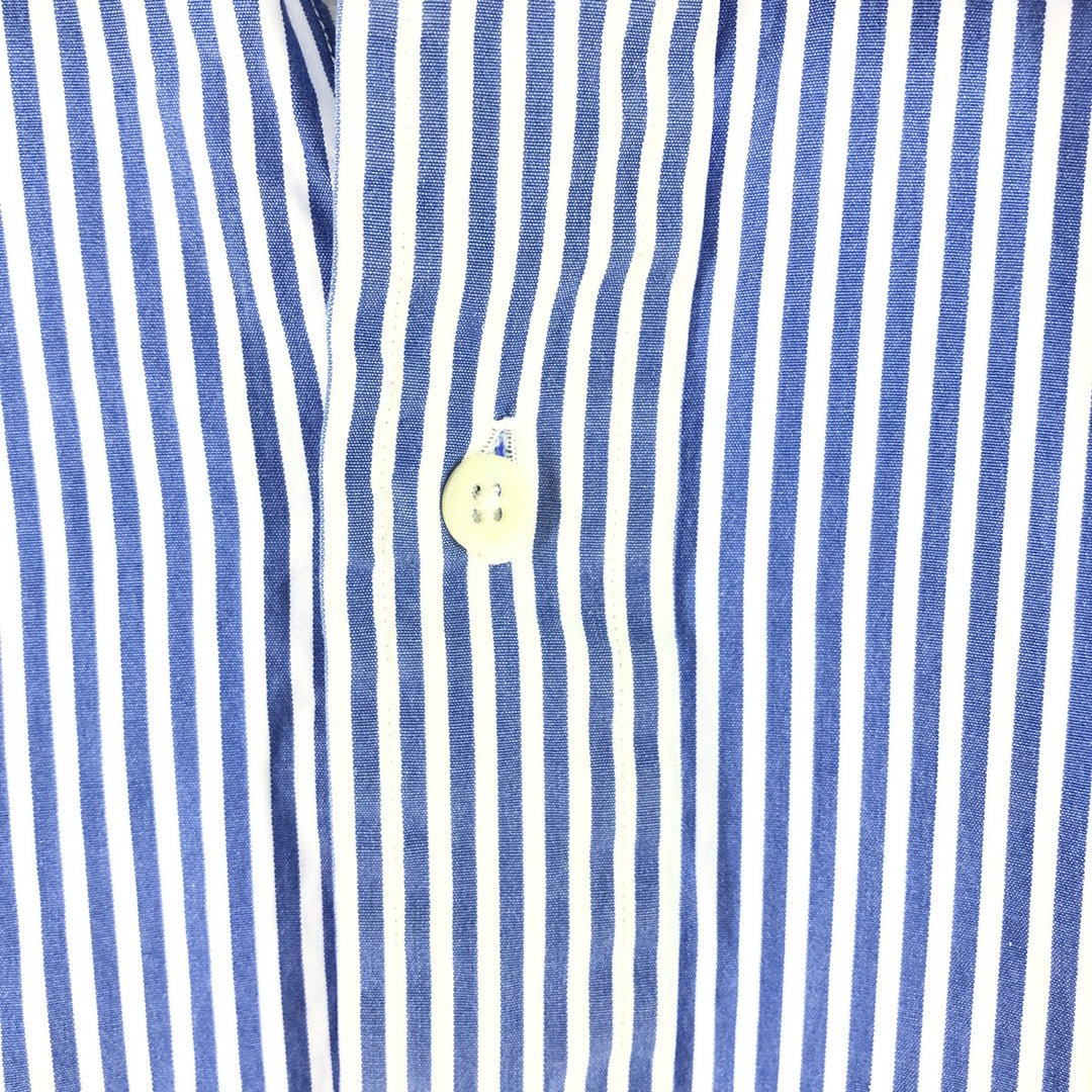 POLO by Ralph Lauren wide-collar long-sleeved cotton striped shirt, men's size L cotton blue type Vintage Second Hand