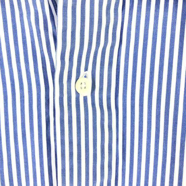 POLO by Ralph Lauren wide-collar long-sleeved cotton striped shirt, men's size L cotton blue type Vintage Second Hand