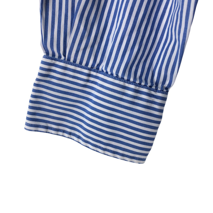 POLO by Ralph Lauren wide-collar long-sleeved cotton striped shirt, men's size L cotton blue type Vintage Second Hand