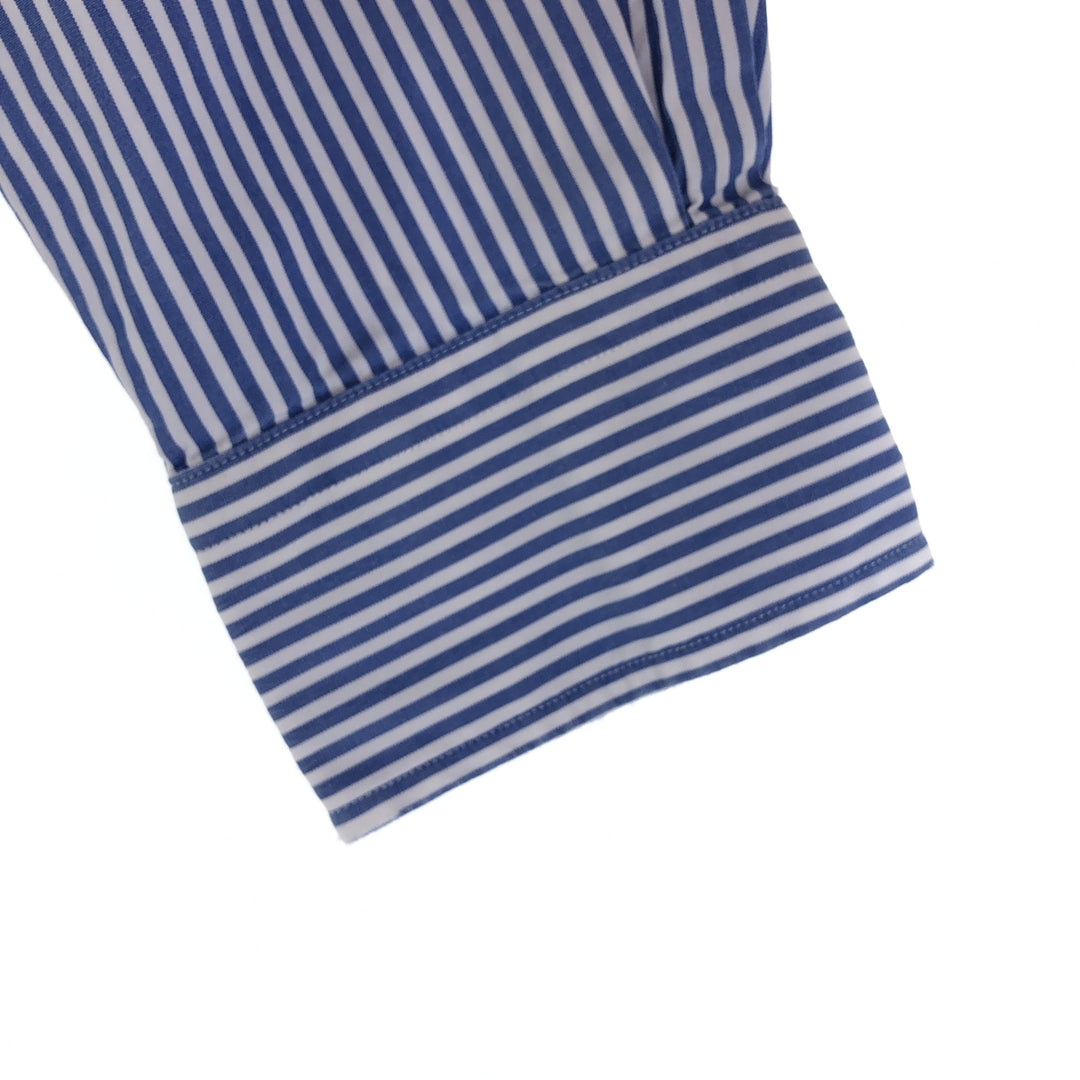 POLO by Ralph Lauren wide-collar long-sleeved cotton striped shirt, men's size L cotton blue type Vintage Second Hand