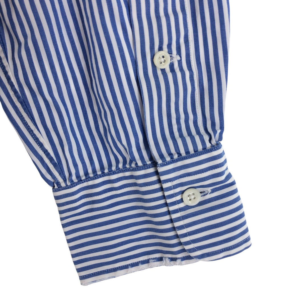 POLO by Ralph Lauren wide-collar long-sleeved cotton striped shirt, men's size L cotton blue type Vintage Second Hand