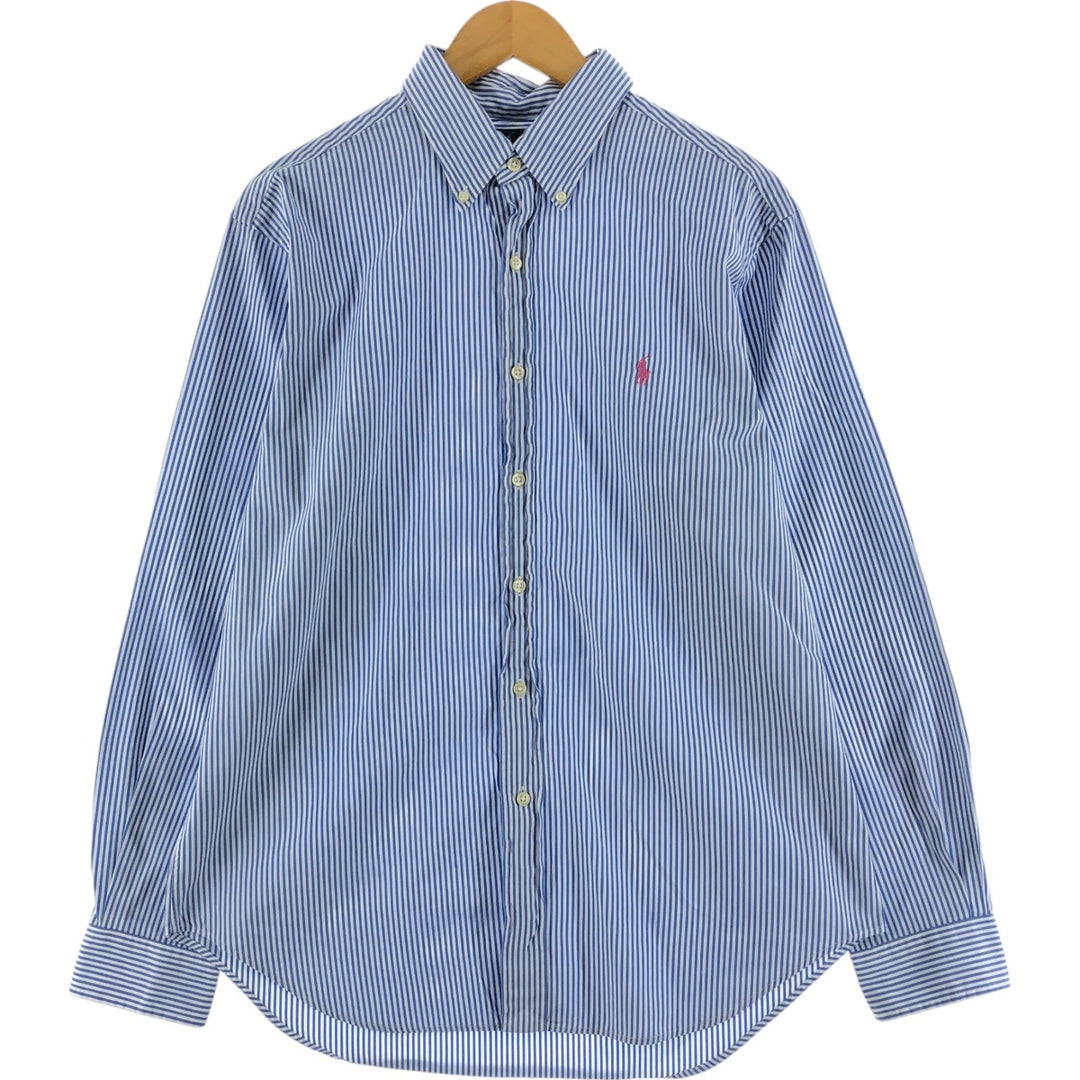 Ralph Lauren Classic Fit Long Sleeve Button Down Striped Shirt Men's Size L cotton Navy blue Vintage Second Hand