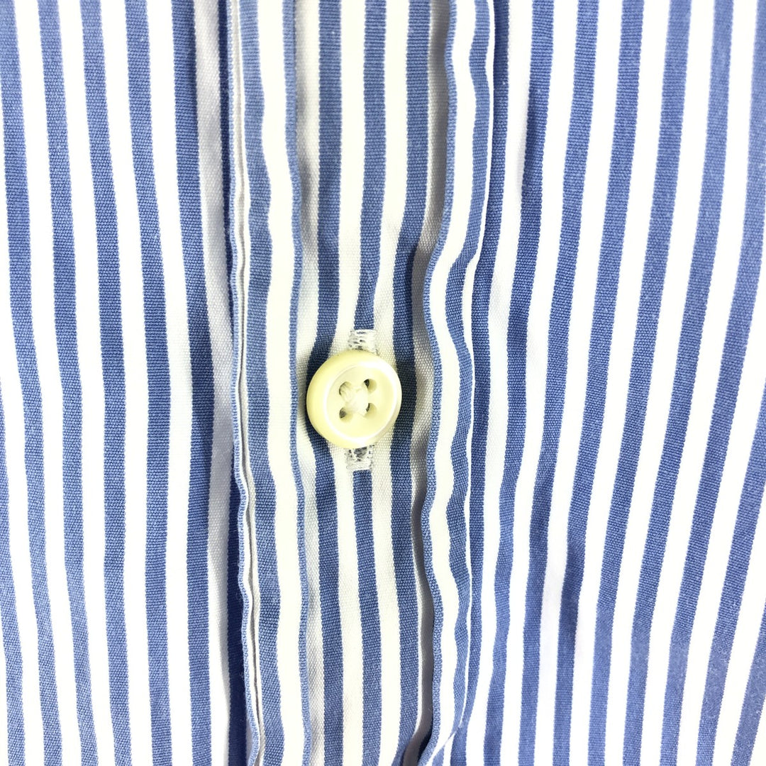 Ralph Lauren Classic Fit Long Sleeve Button Down Striped Shirt Men's Size L cotton Navy blue Vintage Second Hand