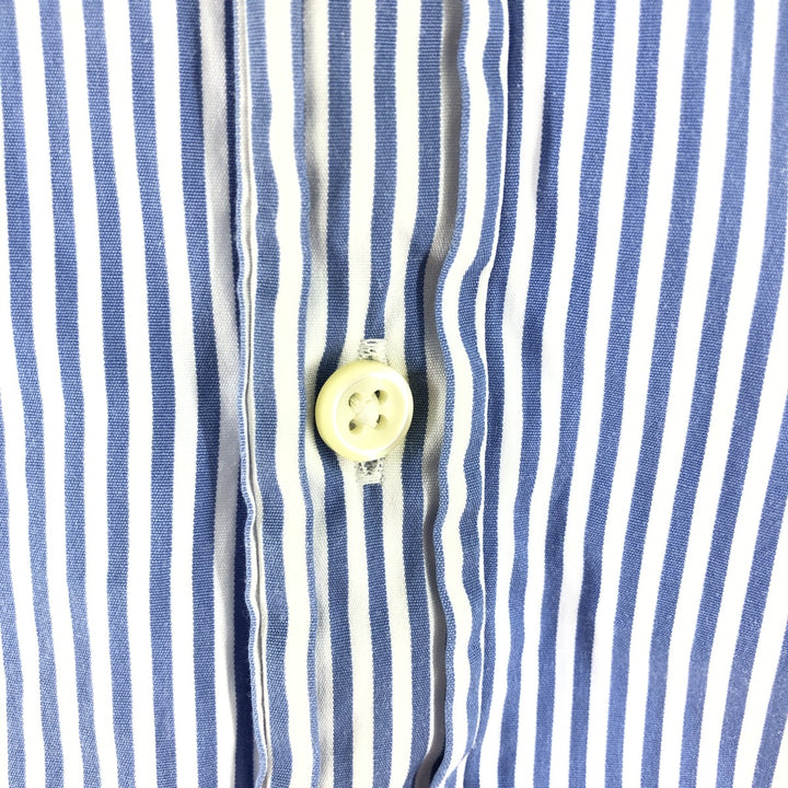 Ralph Lauren Classic Fit Long Sleeve Button Down Striped Shirt Men's Size L cotton Navy blue Vintage Second Hand