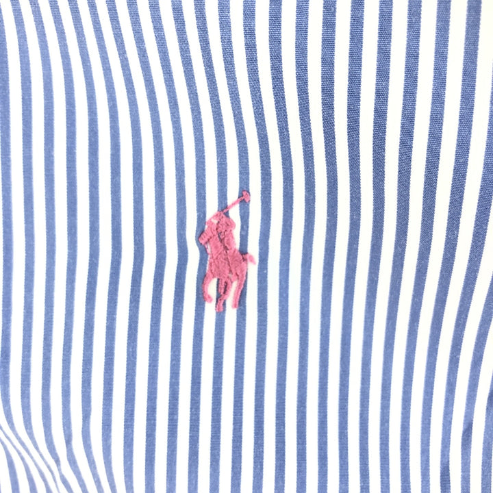Ralph Lauren Classic Fit Long Sleeve Button Down Striped Shirt Men's Size L cotton Navy blue Vintage Second Hand
