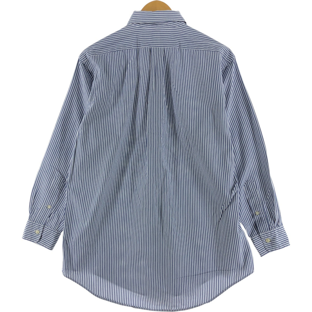 Ralph Lauren YARMOUTH Long Sleeve Button-Down Striped Shirt, Men's M Size cotton navy blue type Vintage Second Hand