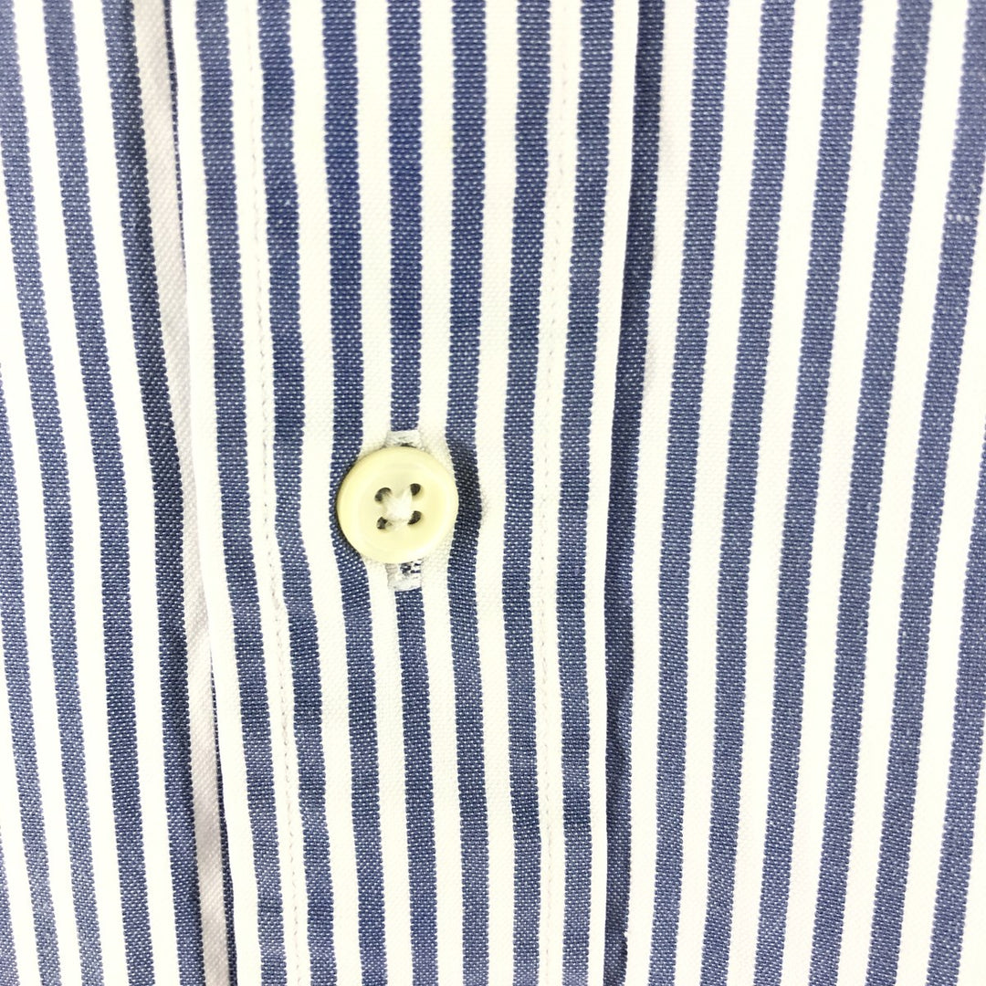 Ralph Lauren YARMOUTH Long Sleeve Button-Down Striped Shirt, Men's M Size cotton navy blue type Vintage Second Hand