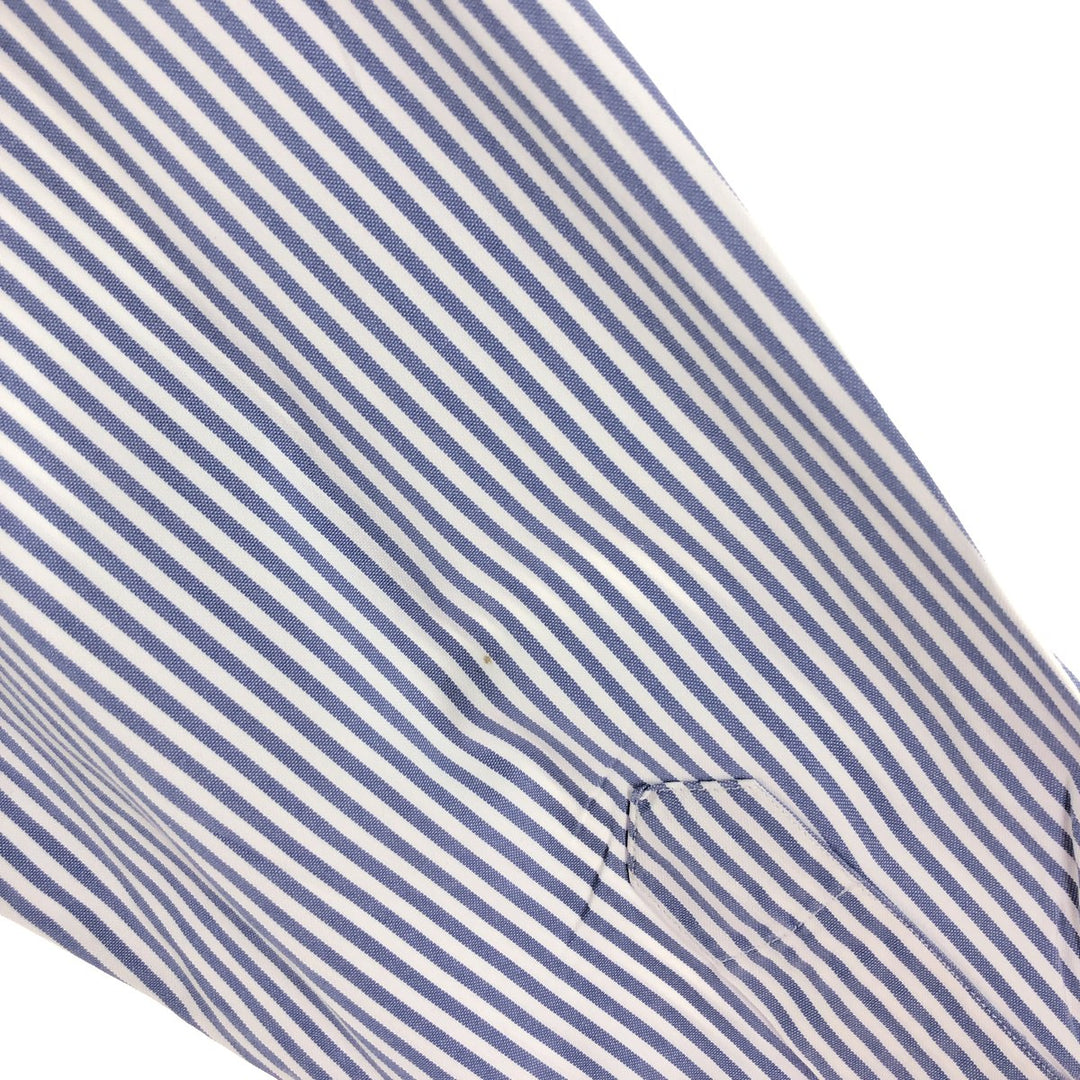 Ralph Lauren YARMOUTH Long Sleeve Button-Down Striped Shirt, Men's M Size cotton navy blue type Vintage Second Hand