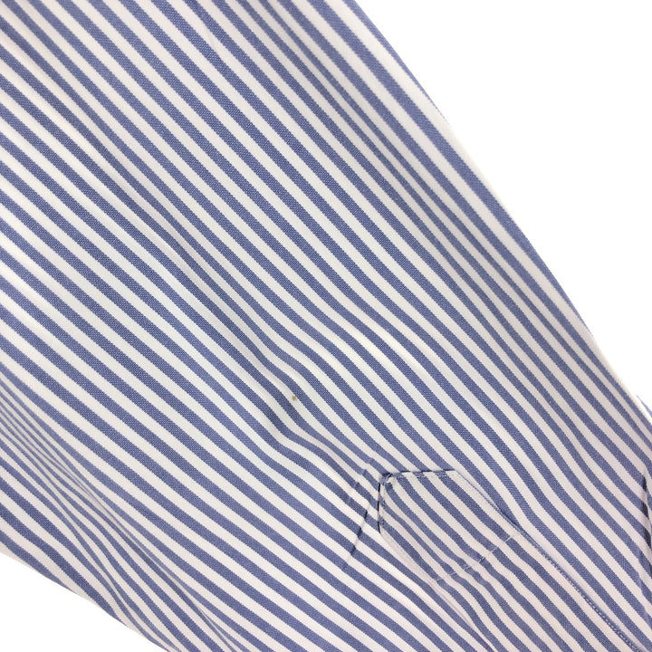 Ralph Lauren YARMOUTH Long Sleeve Button-Down Striped Shirt, Men's M Size cotton navy blue type Vintage Second Hand
