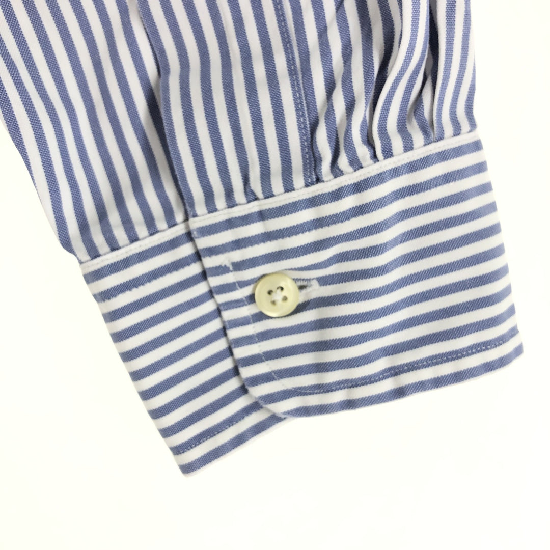 Ralph Lauren YARMOUTH Long Sleeve Button-Down Striped Shirt, Men's M Size cotton navy blue type Vintage Second Hand