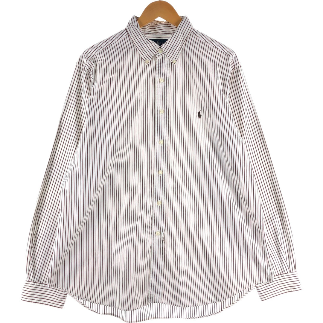 Ralph Lauren Classic Fit Long Sleeve Button Down Striped Shirt Men's XL cotton brown type Vintage Second Hand