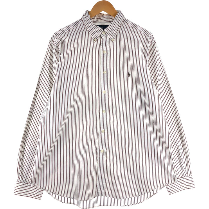 Ralph Lauren Classic Fit Long Sleeve Button Down Striped Shirt Men's XL cotton brown type Vintage Second Hand