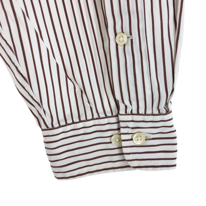 Ralph Lauren Classic Fit Long Sleeve Button Down Striped Shirt Men's XL cotton brown type Vintage Second Hand
