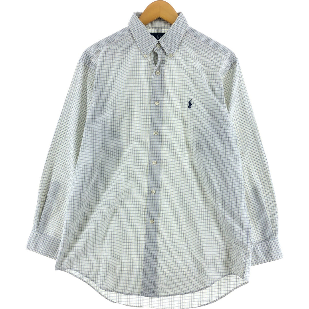 Ralph Lauren YARMOUTH Long Sleeve Button-Down Check Shirt, Men's Size M cotton yellow type Vintage Second Hand
