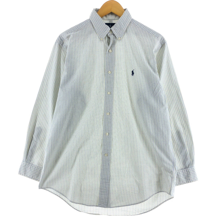 Ralph Lauren YARMOUTH Long Sleeve Button-Down Check Shirt, Men's Size M cotton yellow type Vintage Second Hand