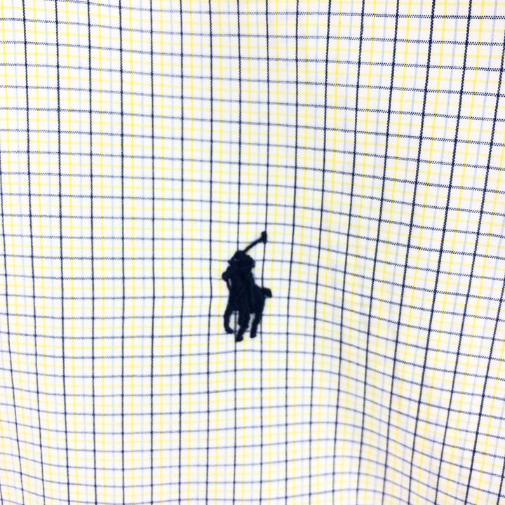 Ralph Lauren YARMOUTH Long Sleeve Button-Down Check Shirt, Men's Size M cotton yellow type Vintage Second Hand