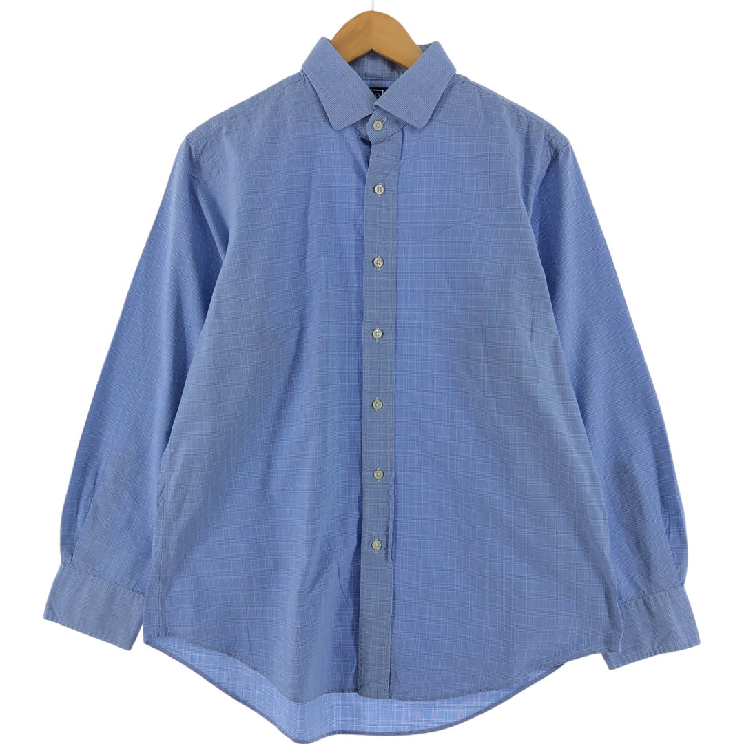 POLO by Ralph Lauren REGENT CUSTOM FIT wide collar long sleeve cotton check shirt men's size L cotton blue type Vintage Second Hand