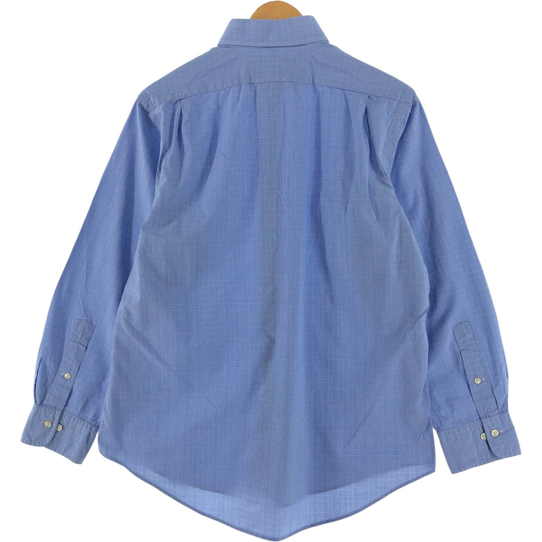 POLO by Ralph Lauren REGENT CUSTOM FIT wide collar long sleeve cotton check shirt men's size L cotton blue type Vintage Second Hand