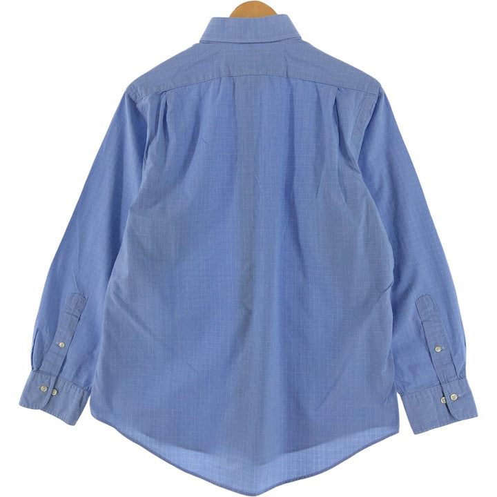 POLO by Ralph Lauren REGENT CUSTOM FIT wide collar long sleeve cotton check shirt men's size L cotton blue type Vintage Second Hand