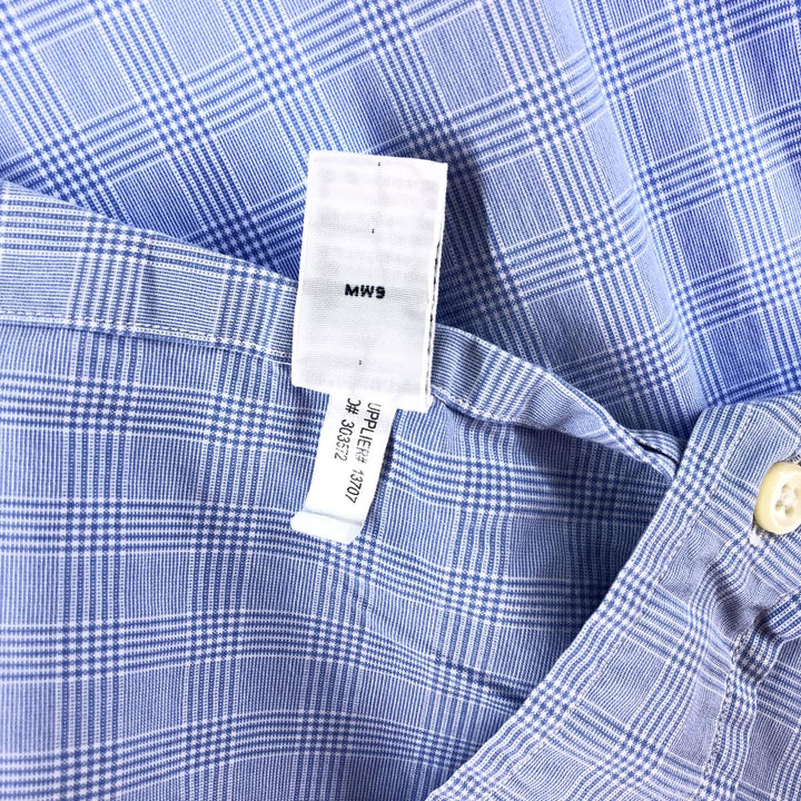 POLO by Ralph Lauren REGENT CUSTOM FIT wide collar long sleeve cotton check shirt men's size L cotton blue type Vintage Second Hand