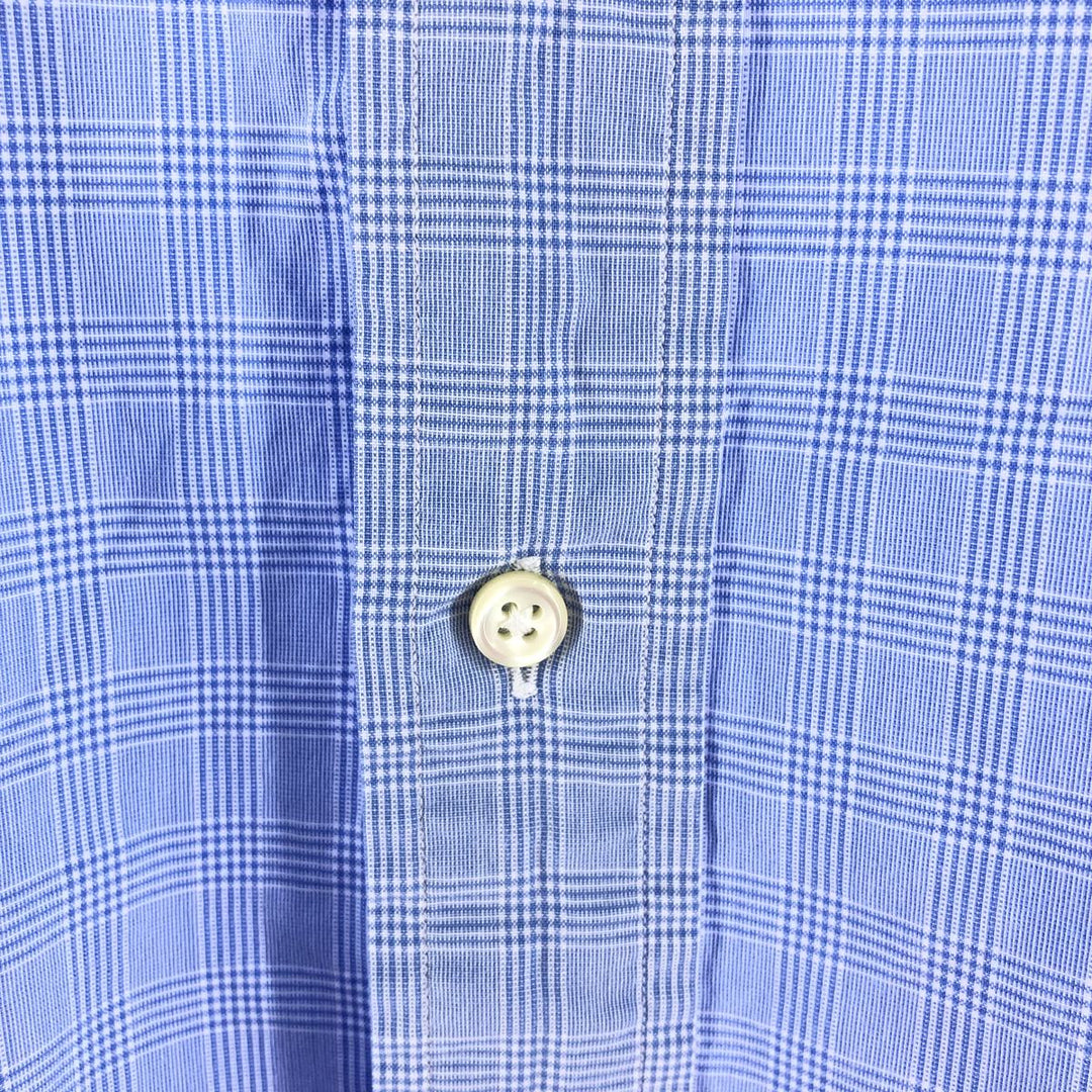 POLO by Ralph Lauren REGENT CUSTOM FIT wide collar long sleeve cotton check shirt men's size L cotton blue type Vintage Second Hand