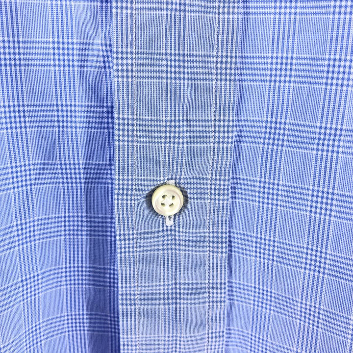 POLO by Ralph Lauren REGENT CUSTOM FIT wide collar long sleeve cotton check shirt men's size L cotton blue type Vintage Second Hand