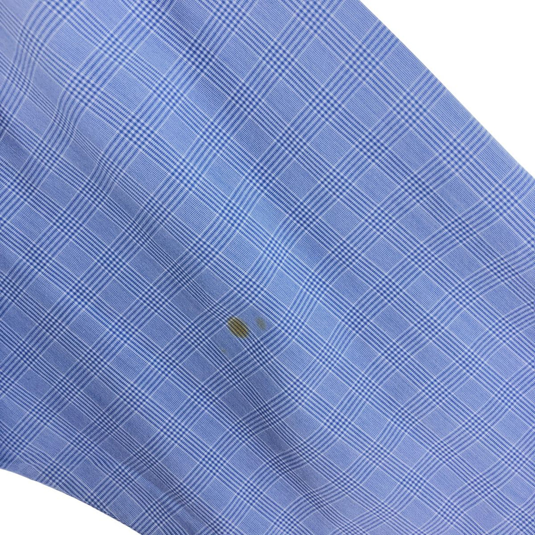 POLO by Ralph Lauren REGENT CUSTOM FIT wide collar long sleeve cotton check shirt men's size L cotton blue type Vintage Second Hand