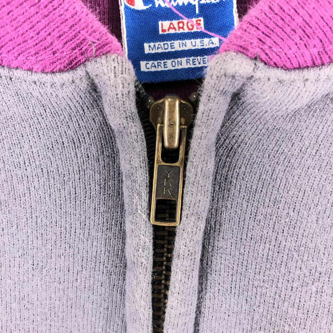 90'S Champion Full Zip Sweatshirt, Made in USA, Men's L Size, Vintage cotton gray type Vintage Second Hand
