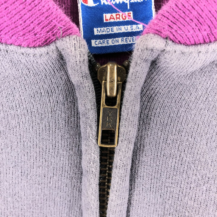 90'S Champion Full Zip Sweatshirt, Made in USA, Men's L Size, Vintage cotton gray type Vintage Second Hand