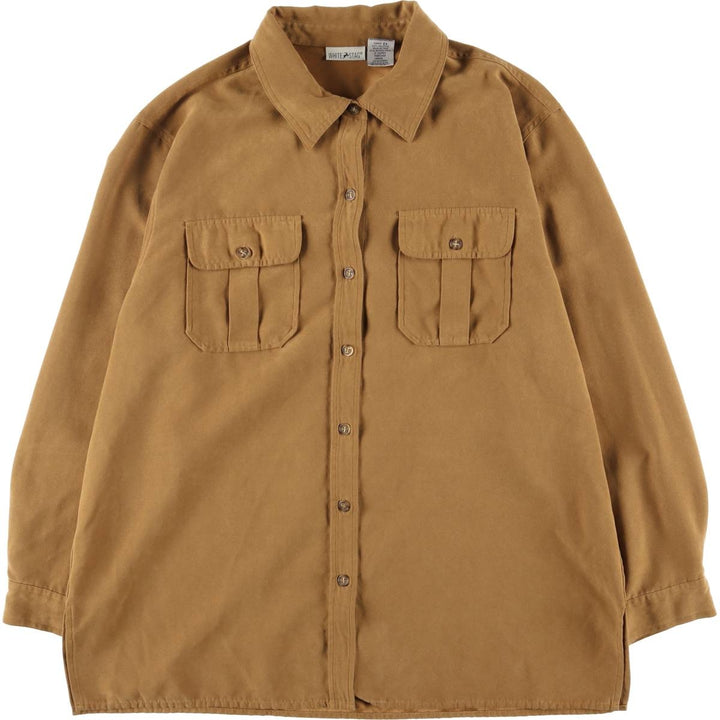 WHITE STAG Long Sleeve Faux Suede Shirt, Women's, Size XL polyester Beige type Vintage Second Hand